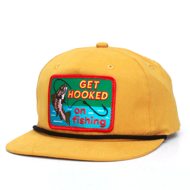 Get Hooked On Fishing patch hat in Biscuit/Black