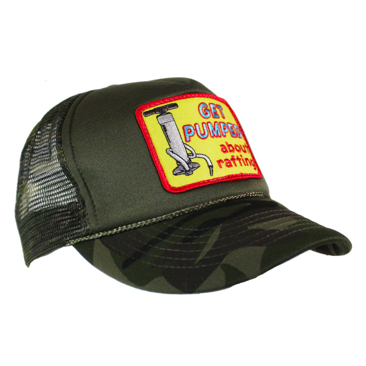 "Get Pumped About Rafting" hat, foam camo